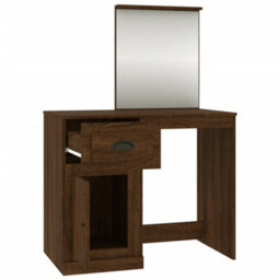 Berkfield Dressing Table With Mirror Brown Oak 90X50X132.5 Cm Engineered Wood - thumbnail 7
