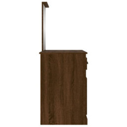 Berkfield Dressing Table With Mirror Brown Oak 90X50X132.5 Cm Engineered Wood - thumbnail 8