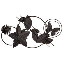 Wyld And Coco Handmade Multicolour Iron Wall Art Mural - Floral And Butterfly Horizontal Accent 800mm X 200mm - thumbnail 3