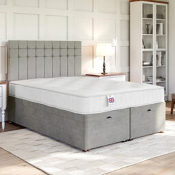 Divan Base Direct Naples Silver Ottoman Divan 5Ft King Size Side Lift Ottoman + Amalfi Floor Standing Headboard - thumbnail 1