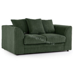 Furnishings For Less UK Luxor Jumbo Cord Green Fabric 2 Seater Sofa - thumbnail 1