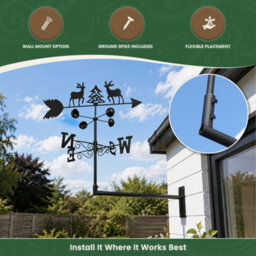 Garden Market Place Weathervane - Deer Steel Weathervane With Ground Spike And Wall Fixing. - thumbnail 4