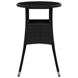 Walplus Garden Table 60X75 Cm Tempered Glass And Poly Rattan Black - thumbnail 3