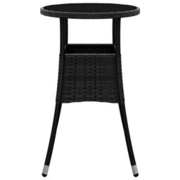 Walplus Garden Table 60X75 Cm Tempered Glass And Poly Rattan Black - thumbnail 4