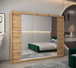 Arte Verona 04 Contemporary 3 Mirrored Sliding Door Wardrobe 9 Shelves 2 Rails Oak Artisan Effect (H)2000mm (W)2500mm (D)620mm - thumbnail 2
