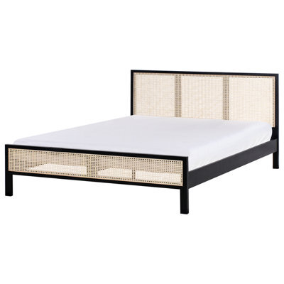 Beliani Bed Pine Wood Salernas 180 X 200 Cm (Eu Super King) Black - image 1