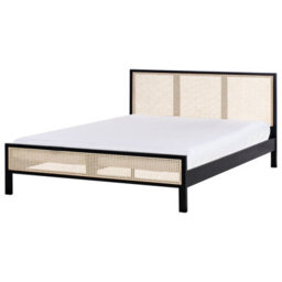 Beliani Bed Pine Wood Salernas 180 X 200 Cm (Eu Super King) Black - thumbnail 1