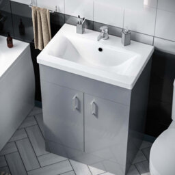 Nes Home 600mm Basin Grey Vanity & Wc Toilet Pan - thumbnail 3