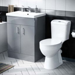 Nes Home 600mm Basin Grey Vanity & Wc Toilet Pan - thumbnail 1