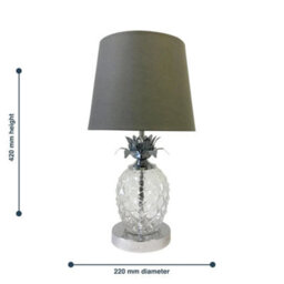 Pair Of Chrome Touch Table Light Bedside Lamps Pineapple Design Grey Shades - thumbnail 2
