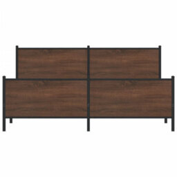 Berkfield Metal Bed Frame Without Mattress Brown Oak 183X213 Cm - thumbnail 5