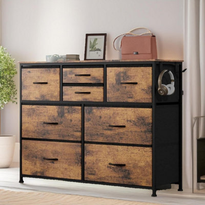 Pirlo Plush Bedroom Chest With 8 Fabric Drawers Rustic Brown - image 1