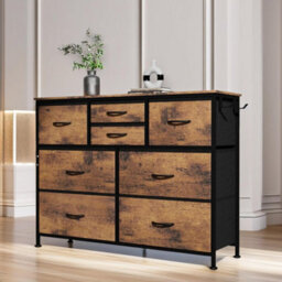 Pirlo Plush Bedroom Chest With 8 Fabric Drawers Rustic Brown - thumbnail 3