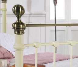Save On Goods UK 4Ft6 Double Brass Finish,ivory Cream,traditional Antique Victorian Metal Bed Frame - thumbnail 4
