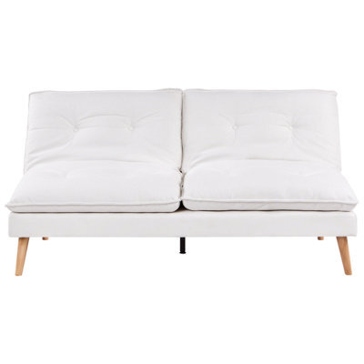 Beliani Sofa Bed 3 Seater Yila Fabric White - image 1