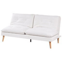 Beliani Sofa Bed 3 Seater Yila Fabric White - thumbnail 3