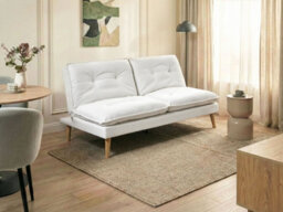 Beliani Sofa Bed 3 Seater Yila Fabric White - thumbnail 2
