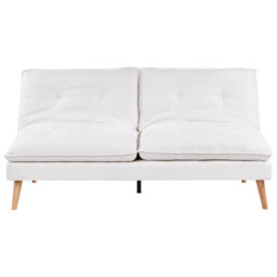 Beliani Sofa Bed 3 Seater Yila Fabric White - thumbnail 1