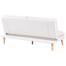 Beliani Sofa Bed 3 Seater Yila Fabric White - thumbnail 5