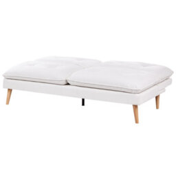 Beliani Sofa Bed 3 Seater Yila Fabric White - thumbnail 4