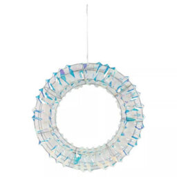 Urbn-Living Urbnliving 40Cm Round Iridescent Wreath Decoration With Led Lights Christmas Ornament Lights Hanging Xmas Decor - thumbnail 5