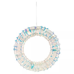 Urbn-Living Urbnliving 40Cm Round Iridescent Wreath Decoration With Led Lights Christmas Ornament Lights Hanging Xmas Decor - thumbnail 2