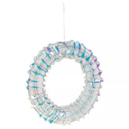 Urbn-Living Urbnliving 40Cm Round Iridescent Wreath Decoration With Led Lights Christmas Ornament Lights Hanging Xmas Decor - thumbnail 3