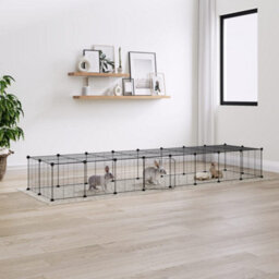 Walplus 36-Panel Pet Cage With Door Black 35X35 Cm Steel