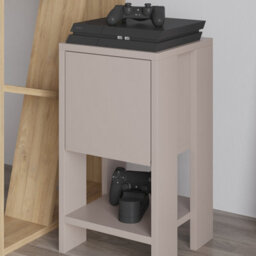 Decortie Ema Modern Bedside Table With Storage Drop-Door Cabinet Mocha Grey 30Cm Width - thumbnail 2