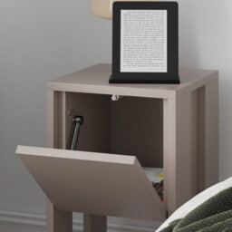 Decortie Ema Modern Bedside Table With Storage Drop-Door Cabinet Mocha Grey 30Cm Width - thumbnail 6