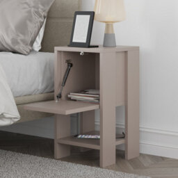 Decortie Ema Modern Bedside Table With Storage Drop-Door Cabinet Mocha Grey 30Cm Width - thumbnail 4