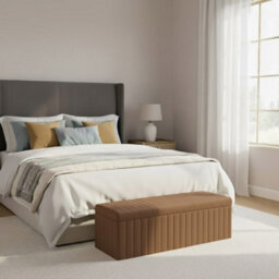150Cm Wide Lux Ottoman Storage Box, Mink Velvet Upholstered Full Striped Storage Ottoman Box - thumbnail 2