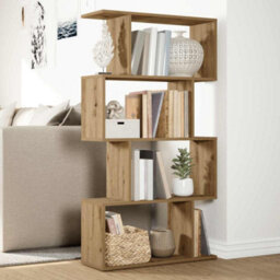 Berkfield Durable Room Divider Bookcase 4-Tier Artisan Oak 70X24X129 Cm Engineered Wood - thumbnail 4