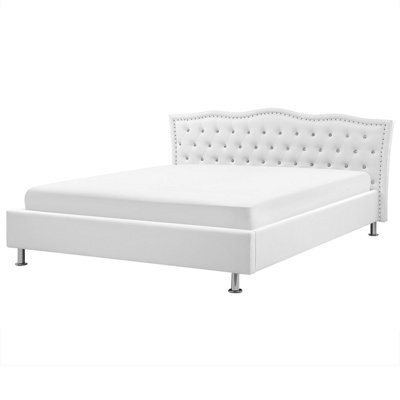 Beliani Bed Faux Leather Metz 180 X 200 Cm (Eu Super King) White - image 1