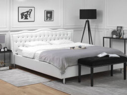 Beliani Bed Faux Leather Metz 180 X 200 Cm (Eu Super King) White - thumbnail 2