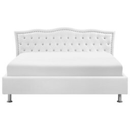 Beliani Bed Faux Leather Metz 180 X 200 Cm (Eu Super King) White - thumbnail 6