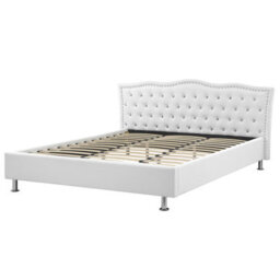Beliani Bed Faux Leather Metz 180 X 200 Cm (Eu Super King) White - thumbnail 4