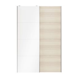 GoodHome Atomia Contemporary Panelled Without Mirror Doors White Oak Effect High Gloss 2 Door Sliding Wardrobe Door Kit (H)2250mm (W)1500mm - thumbnail 2