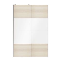 GoodHome Atomia Contemporary Panelled Without Mirror Doors White Oak Effect High Gloss 2 Door Sliding Wardrobe Door Kit (H)2250mm (W)1500mm - thumbnail 3