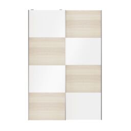 GoodHome Atomia Contemporary Panelled Without Mirror Doors White Oak Effect High Gloss 2 Door Sliding Wardrobe Door Kit (H)2250mm (W)1500mm - thumbnail 4