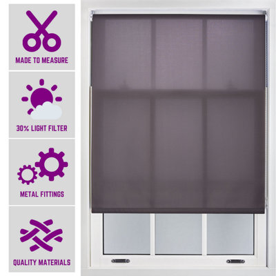 Furnished Made To Measure Day Light Roller Blinds With Metal Fittings - Dark Grey Blind For Home And Office (W)60Cm (L)165Cm