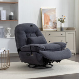Fallon Boucle Fabric Swivel Based Recliner Chair - Dark Grey - thumbnail 2