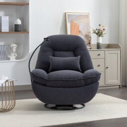 Fallon Boucle Fabric Swivel Based Recliner Chair - Dark Grey - thumbnail 3