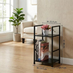 2 Tier Wooden Spice Rack Kitchen Storage Organiser Black 29X23X48Cm - thumbnail 2