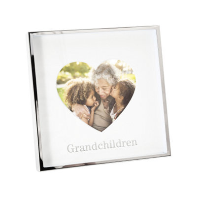 Happy Homewares Nickel Grandchildren 4X4 Heart Frame With Silver Foil - image 1