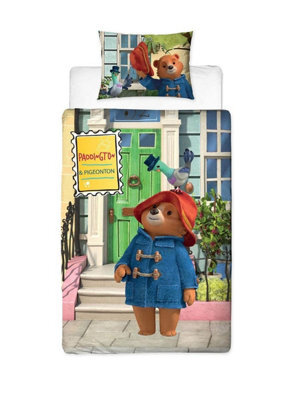 Paddington Bear Friends Single Duvet Cover And Pillowcase Set Cute Printed Bear Figures Reversible Design - image 1