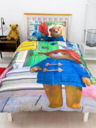 Paddington Bear Friends Single Duvet Cover And Pillowcase Set Cute Printed Bear Figures Reversible Design - thumbnail 4