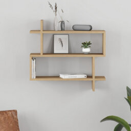 Decortie Paralel Oak 3-Tier Wall Mounted Bookcase - Modern Floating Display Shelf 70Cm - thumbnail 5