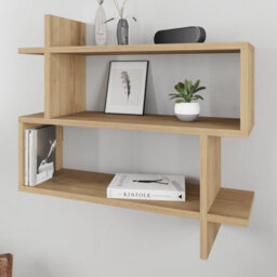 Decortie Paralel Oak 3-Tier Wall Mounted Bookcase - Modern Floating Display Shelf 70Cm - thumbnail 4