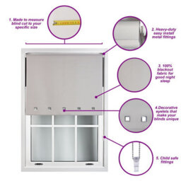 Furnished Made To Measure Blackout Roller Blinds With Square Eyelets And Metal Fittings - Duck Egg Blue (W)150Cm (L)210Cm - thumbnail 8